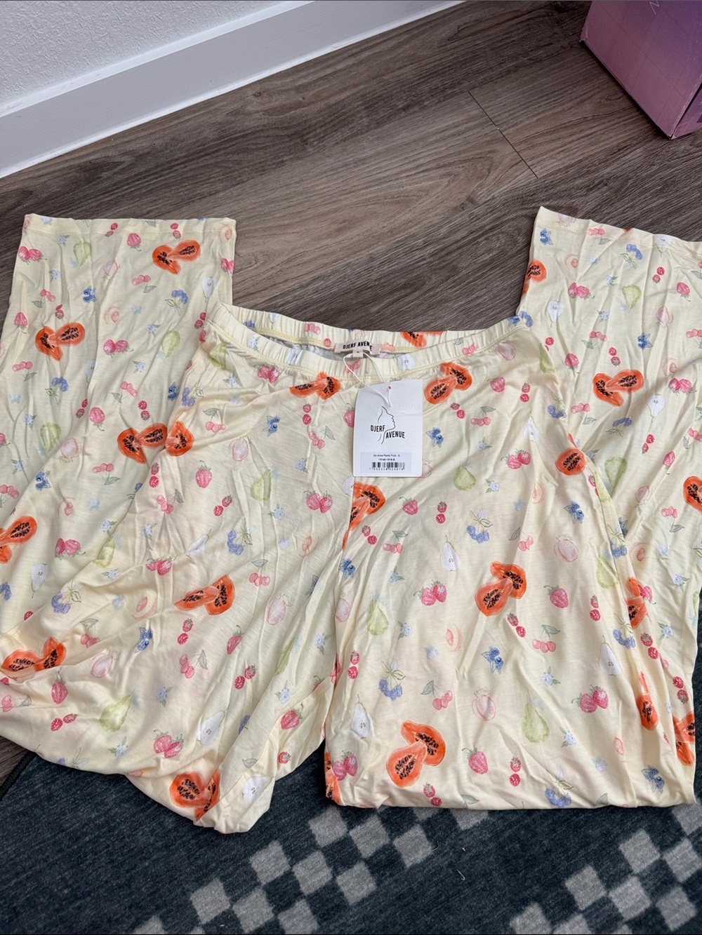 Djerf Avenue Women's Go Slow Fruit Pajama Pants Small NWT